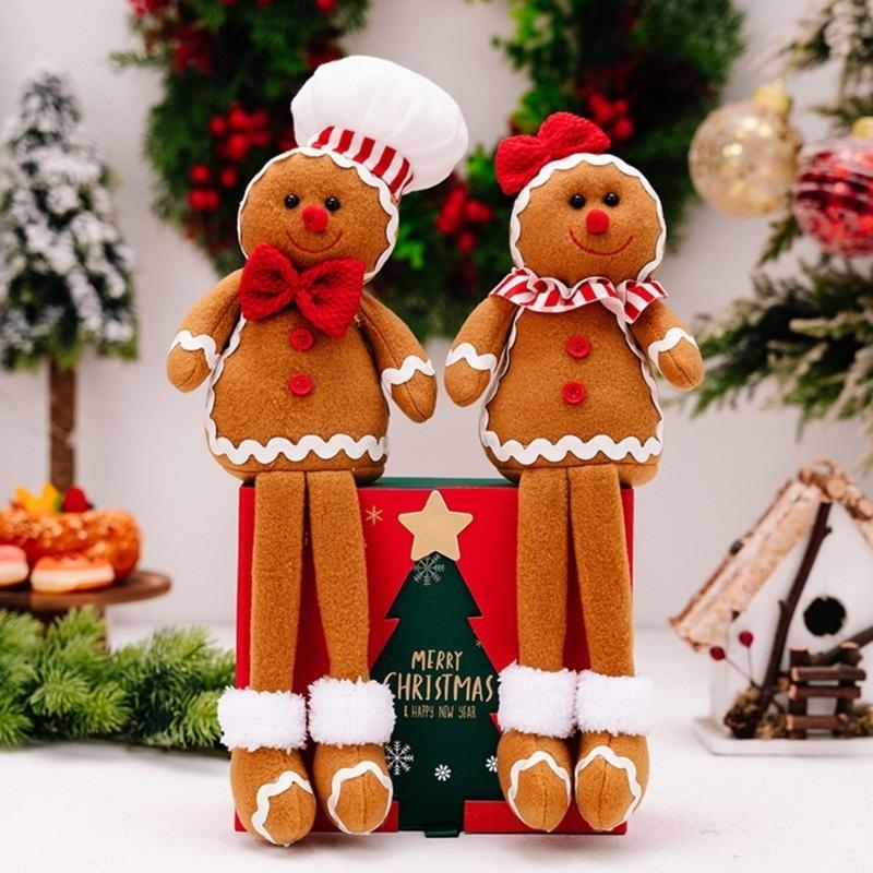 Gingerbreads Man Ornament with Dangling Legs Handmade Window Display Adorment Christmas Tree and Home Decoration