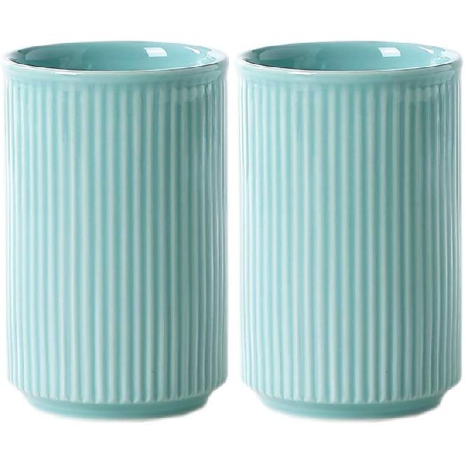 Sizikato 2 шт. Фарфоровый стакан с вертикальной полоской, стакан для чистки зубов для ванной комнаты.