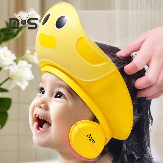 Baby Shower Cap Safe Silicone Protection Bath Cap Soft Visor Hat Cartoon Shape Adjustable Strap Waterproof Shampoo Hat