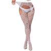 Erotic White Tights Sexy Nightwear Fishnet Thigh High Body Stockings Hot Girl Heart Pattern High Waist Pantyhose for Women
