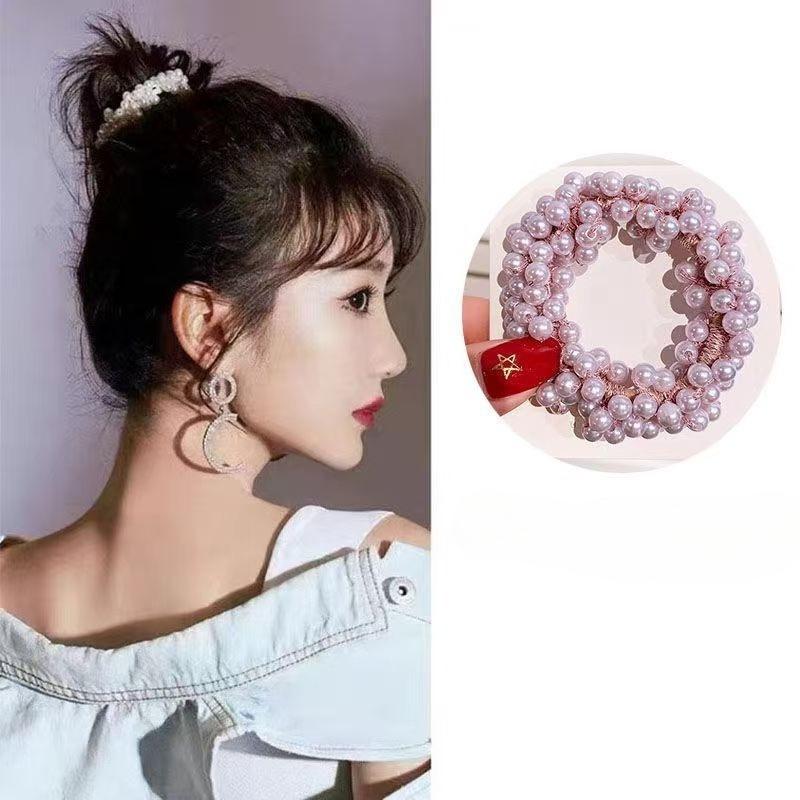 Fashionable Pearl Hair Ties Beautiful Pearl Elastic Hairbands Handmade Headwear Woman Hair Accessories