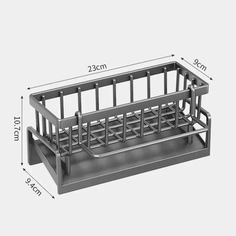 Space Saving Kitchen Sink Dish Rack Sponge Holder Water Drain Basket Countertop Storage Organizer for Cleaning Supplies