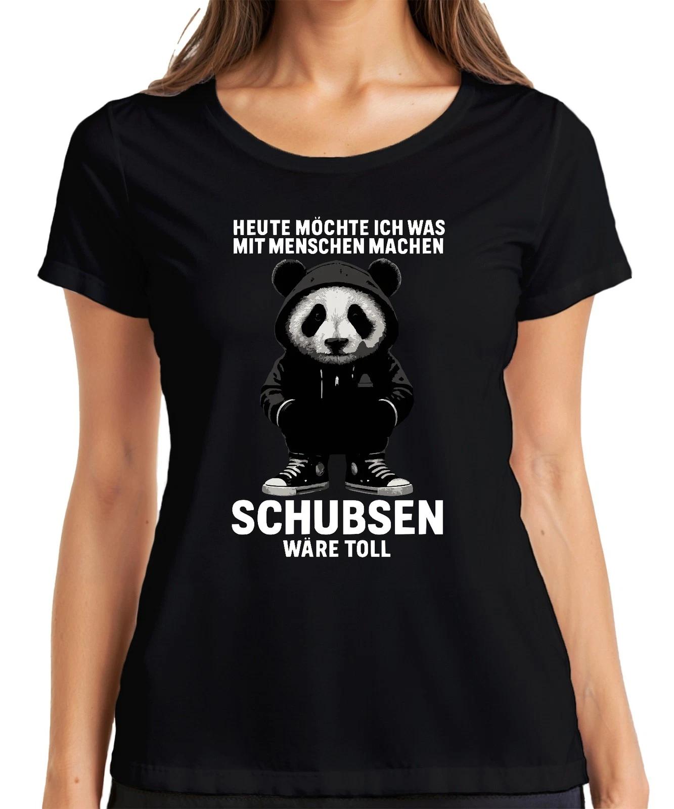 Heute möchte ich mit Menschen was machen Panda sarkastisch lustig Damen T-Shirt XS