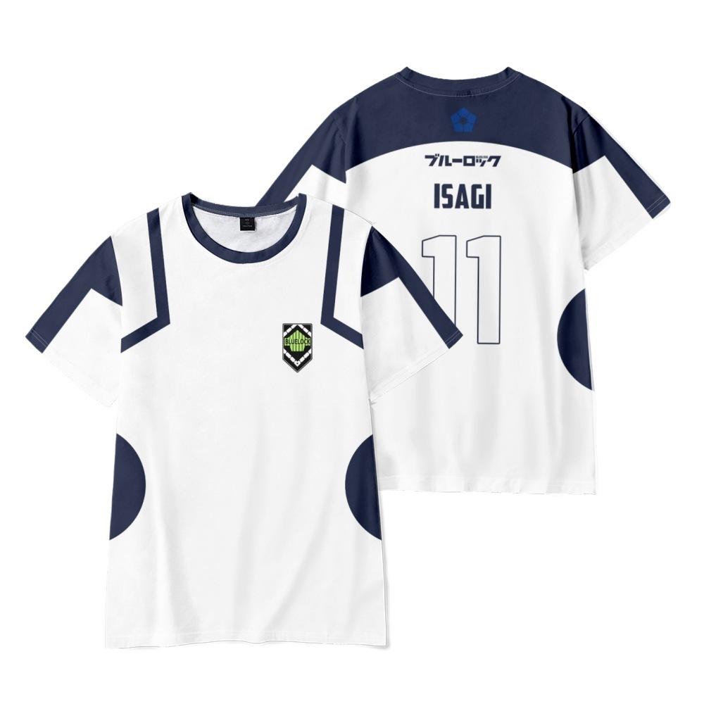 Blue Lock Isagi Nr 11 Koszulka Piłkarska T-Shirt Nadruk Przód Tył Unisex Anime Cosplay Krótki Rękaw