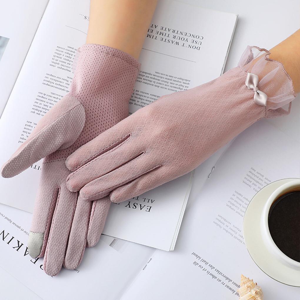 Sunscreen Gloves Lace Style Ice Silk Thin Mesh Breathable Sun Block Elegant Women Mittens Summer Accessories Costumes Supplies