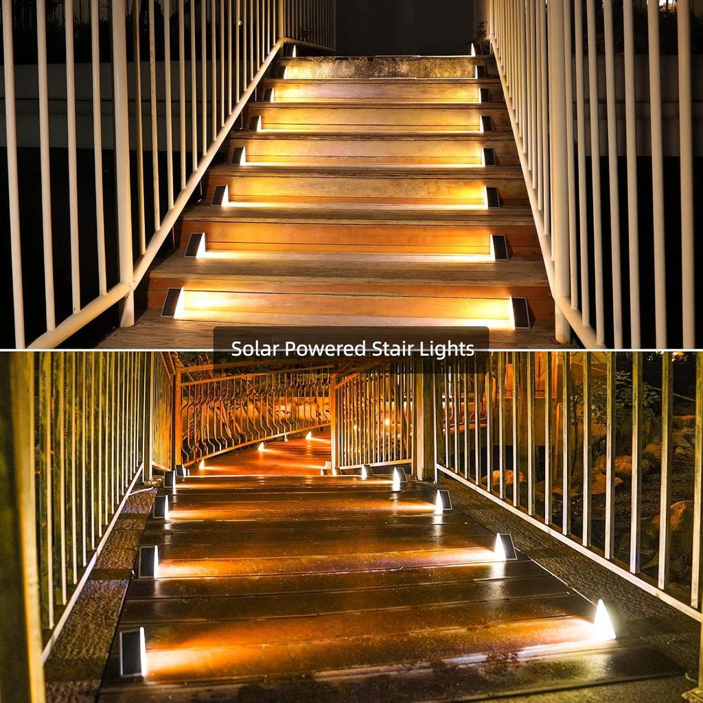 Waterproof Solar Step Lights for Outdoor Decks, Porches, Patios, and Garden Pathways