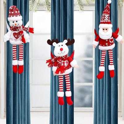 Christmas Cartoon Doll Curtain Tiebacks - Santa Claus Design