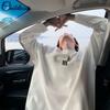 Men Loose Long Sleeve Printed Cotton Crew Neck Casual Base T Shirt