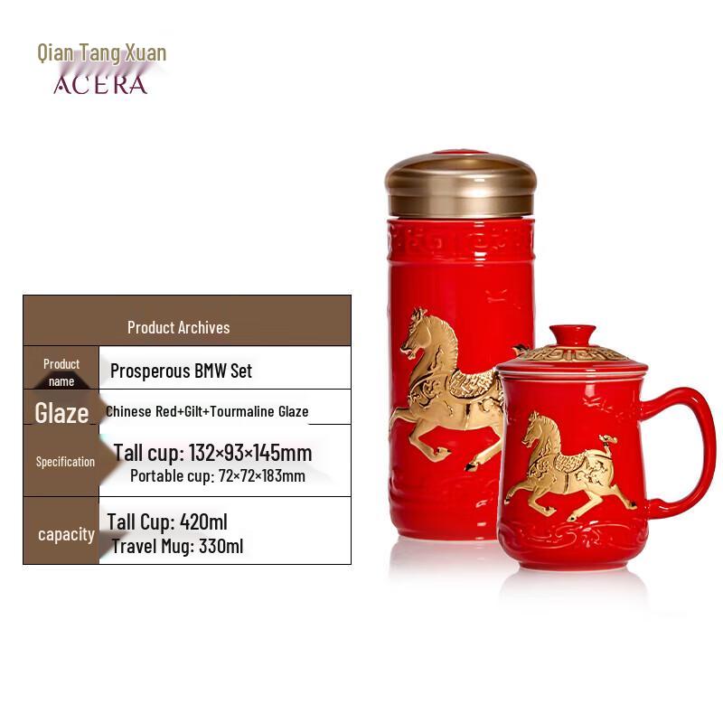 HWM Living Porcelain Prosperous Horse Water Cup Set