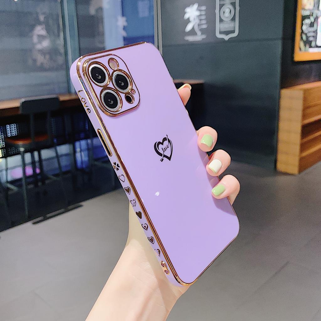 Candy color 6D electroplating side love for iPhone17ProMax Apple 16 fine hole silicone 15 mobile phone case