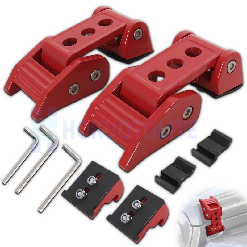 Car Accessories Aluminum Engine Hood Latch Catch Lock Kit For Jeep Wrangler JK JKU JL JLU Gladiator JT 2007-2023 Black/Red