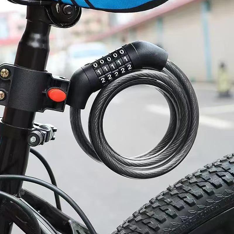 Five-Digit Combination Bicycle Lock: Portable Anti-Theft Steel Cable for Bikes and Electric Vehicles.