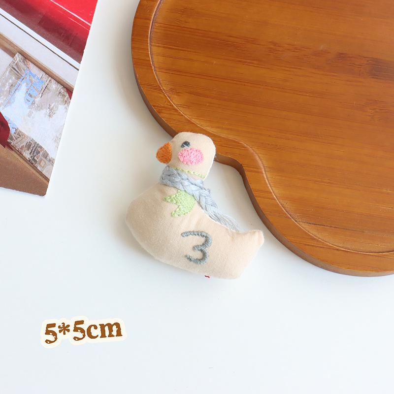 Korean Mori Series Floral Brooch: Handmade Cotton Linen with Apple, Mushroom, and Bear Design