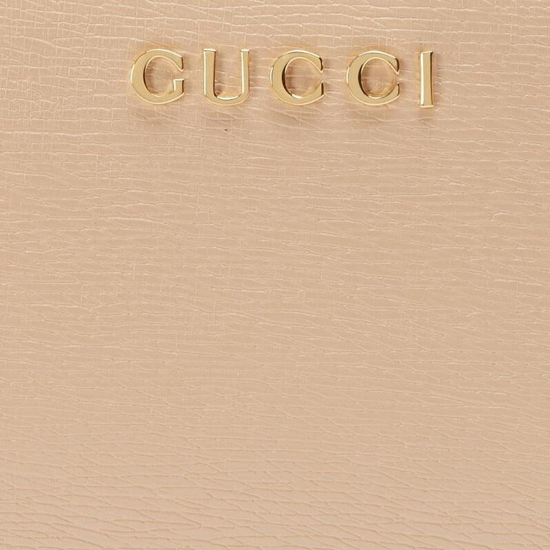 Gucci Gold Hardware Accessories Handwritten Logo Details Leather Wallet Regular Women's Light Beige