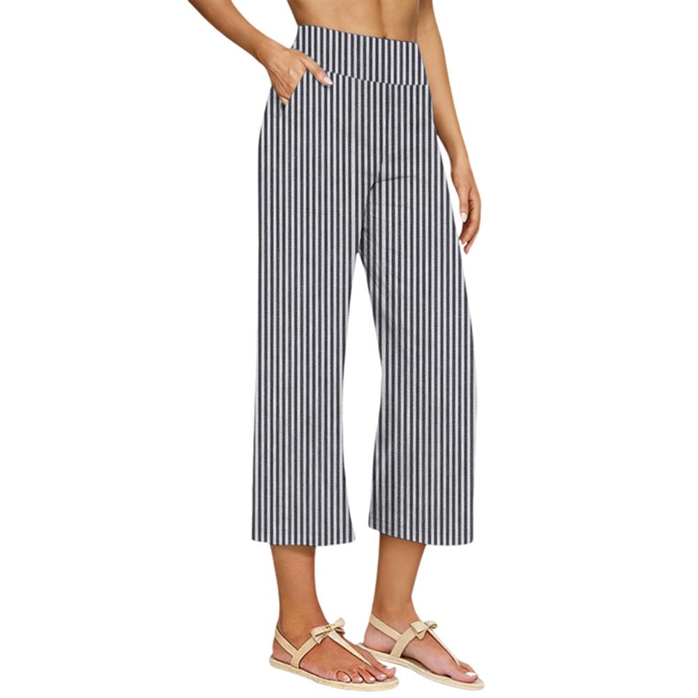 Women s High-waisted Striped Cropped Pants S