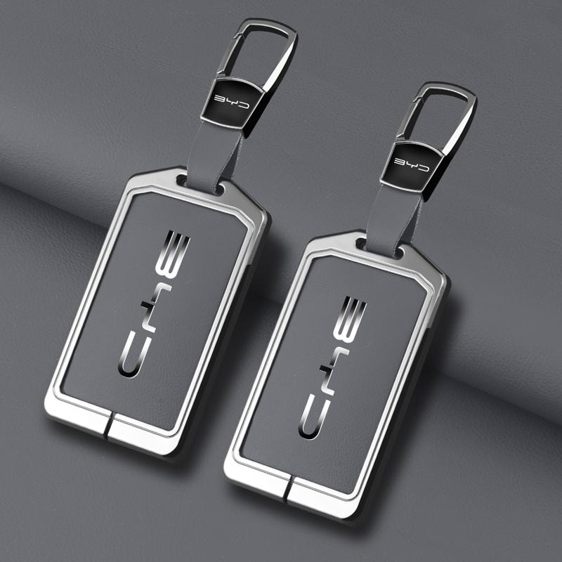 Zinc Alloy Leather Car Nfc Card Remote Key Cover Fob Case For Byd Tang Dm Han Ev Song Pro Qin Plus Dmi Auto Keychain Accessories
