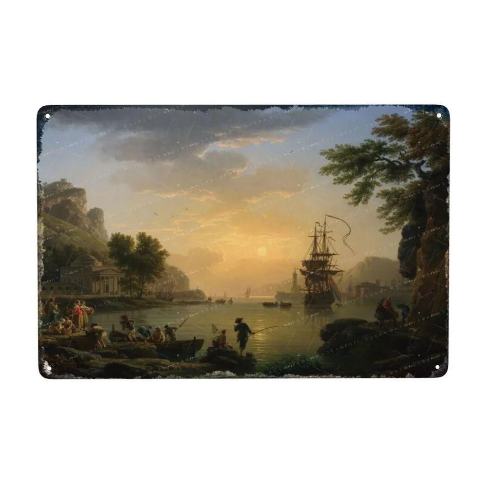 Oil Painting Style Retro Characters Landscapes Metal Tin Sign Wall Poster