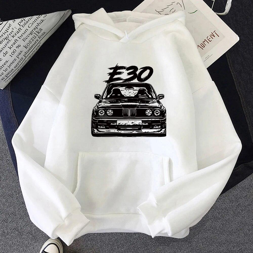 Herbst Winter E30 Auto Hoodies Fleece Dicke Warme Frauen Hip Hop Gedruckt Crewneck Taschen Cartoon Streetwear Sweatshirts