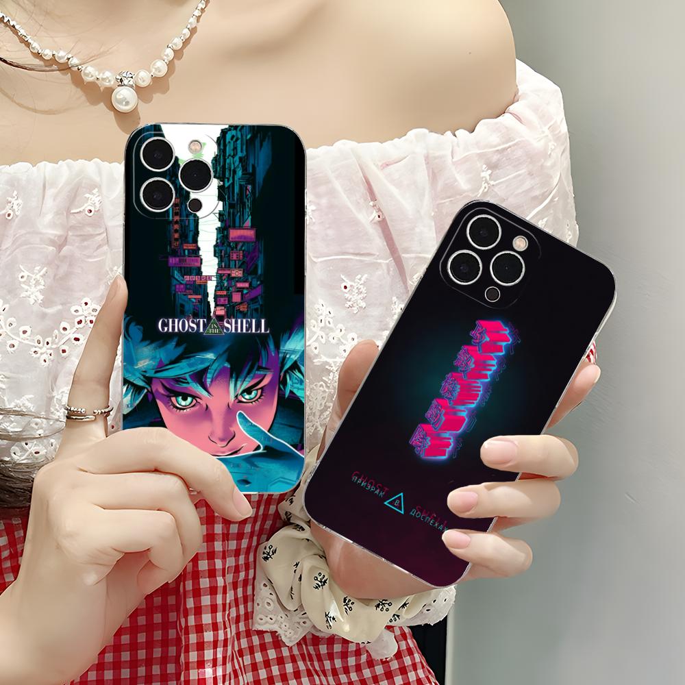 Ghost Shell Mobile Cell Phone Case for iPhone 16 15 14 13 12 11 X XR XS 8 6 Pro Max Plus Mini Clear Colour Protective Cover