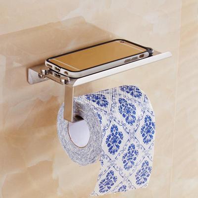 Stainless Steel Bathroom Paper Phone Holder with Shelf Mobile Phones Towel Rack Toilet Paper Holder