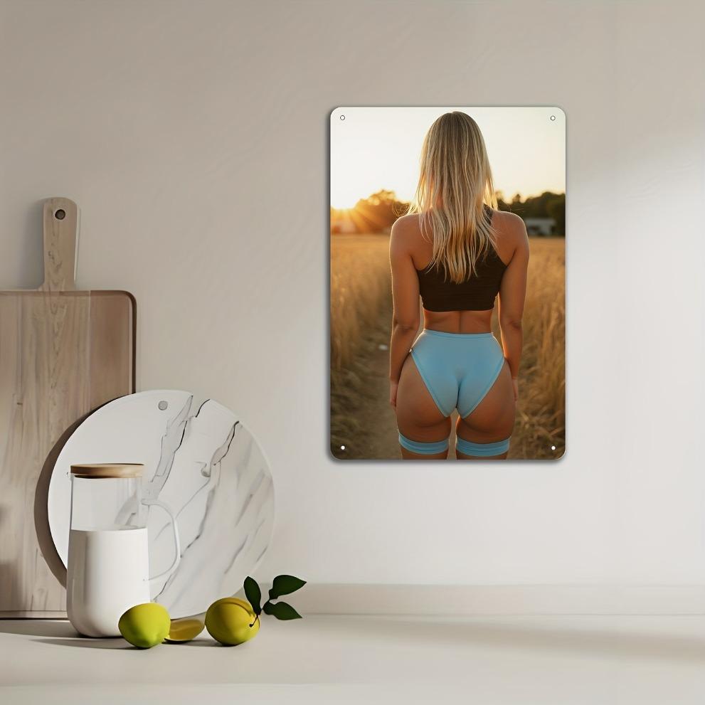 Vintage plechová cedule 2D Retro dáma Kovové nástěnné umění Dekorace do kuchyně Baru Kanceláře, 20x30cm Bez rámu