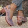 Plus Size Women Chunky High Heel Sandals