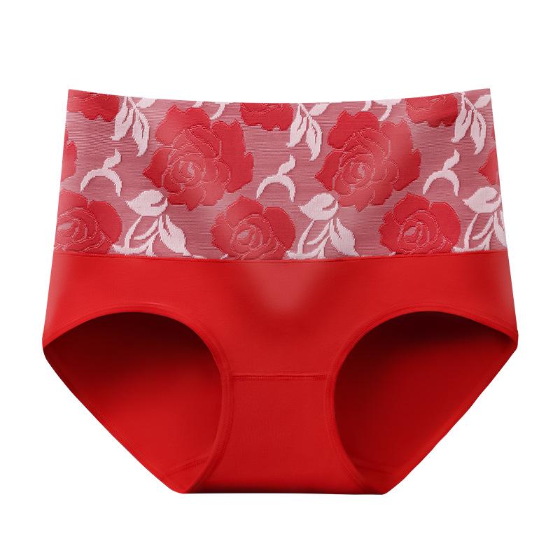 Plus Size Women's High Waist Cotton Underwear with Abdomen Control and Hip Lift - Antibacterial Crotch.