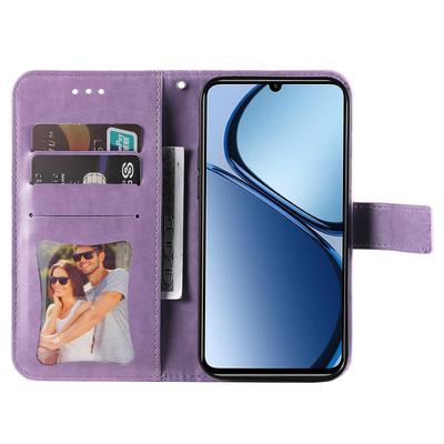Für Realme Note 60x 4G/C63 4G/C61 4G/Note 60 Hülle Blumenmuster PU Leder Brieftasche Ständer Handyhülle