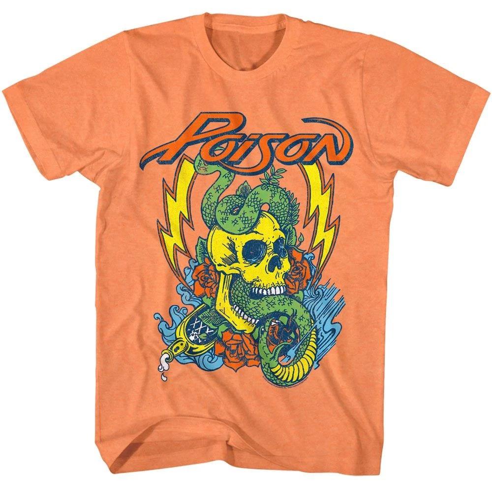 Музыкальная футболка Poison Snake Skull Cantaloupe Heather 150