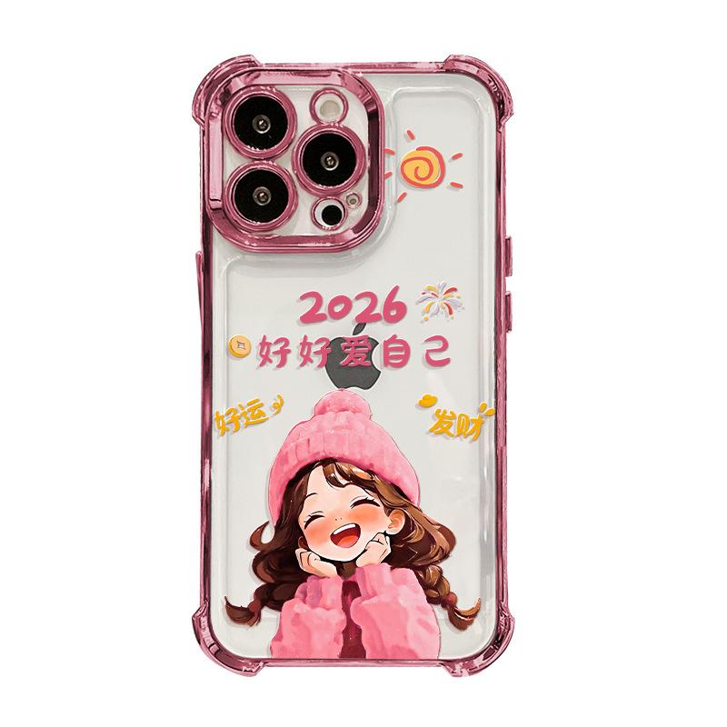 2026 girl chain for apple 17 cute phone case mate80promax transparent silicone 16 millet 15