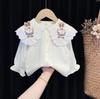 Spring Girls Fashion 2 Piece Set Korean Princess Blouse And Wide Leg Pants For Kids