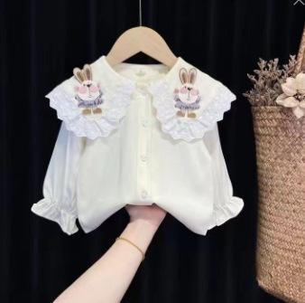 Spring Girls Fashion 2 Piece Set Korean Princess Blouse And Wide Leg Pants For Kids