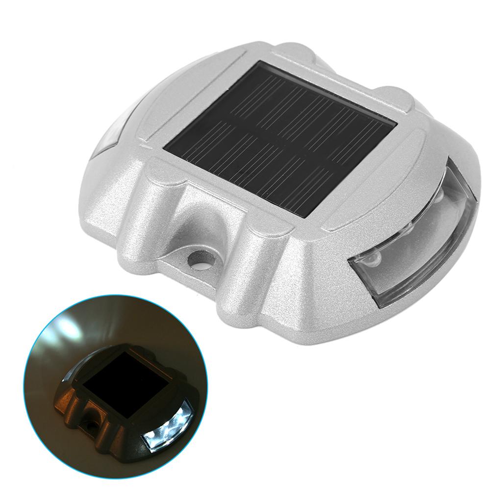 2pcs 6 LED Solar Road Stud Lights Ground Garden Lawn Deck Pathway Outdoor Waterproof Lamps