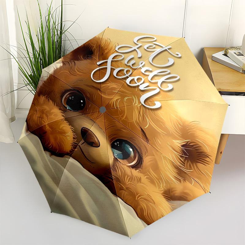 

Get Well Soon, Teddy Bear- Automatic Umbrella, Four Seasons Portable Folding Umbrella, Suitable for Men and Women, Travel, Daily Compact Umb