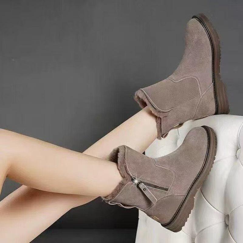 New Winter Fur Integrated Versatile Women's Cotton Shoes Piled Warm Thickened Cold-proof and Frost-resistant Snow Boots Women