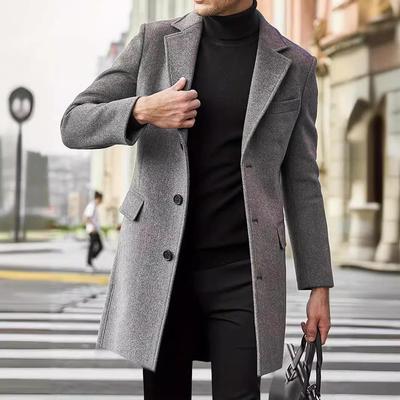 European Size: Upgraded British Style Men's Mid-Length Wool Coat for Autumn/Winter