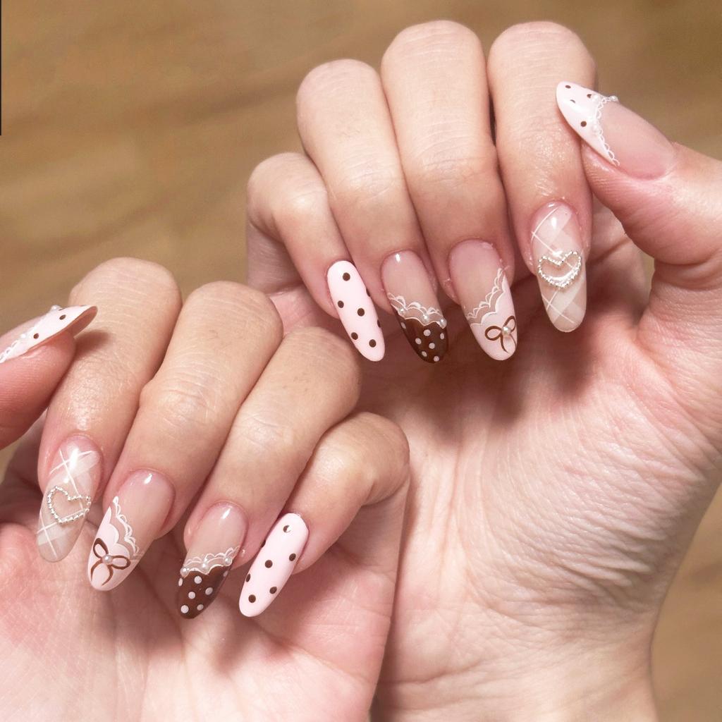 24Pcs Y2K Pink French Press On Nails 3D Metallic Silver Star Butterfly Almond False Nails Sweet Cool Wearable Manicure