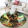 Yorkshire Terrier Round Area Rug,Carpet Rug for Living Room Bedroom Sofa Playroom Decor,Non-slip Floor Mat