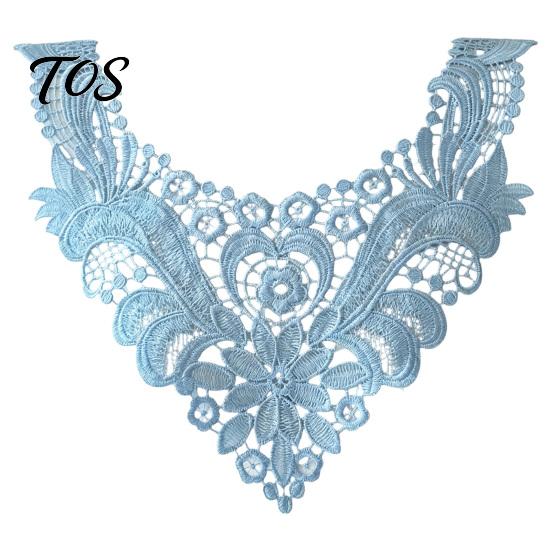 Fashion Neckline Enhancement Floral Lace Collar Insert, Embroidery V-neck Applique, Elegant Crafting Materials for Garments Hollow Petal Design,