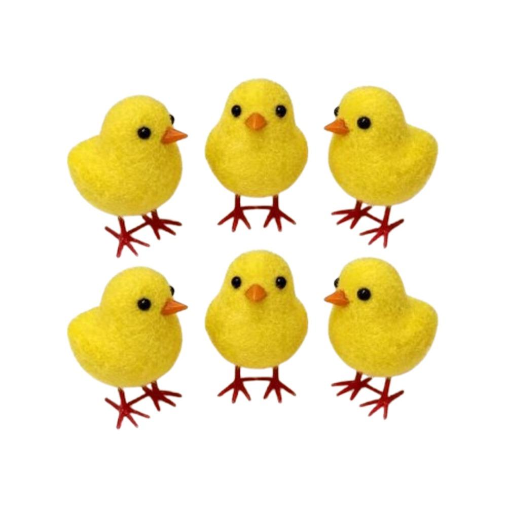

Flocking Easter Chick Figurine Animal Mini Chicken Toy Cute Plush Chicks Kids Playing