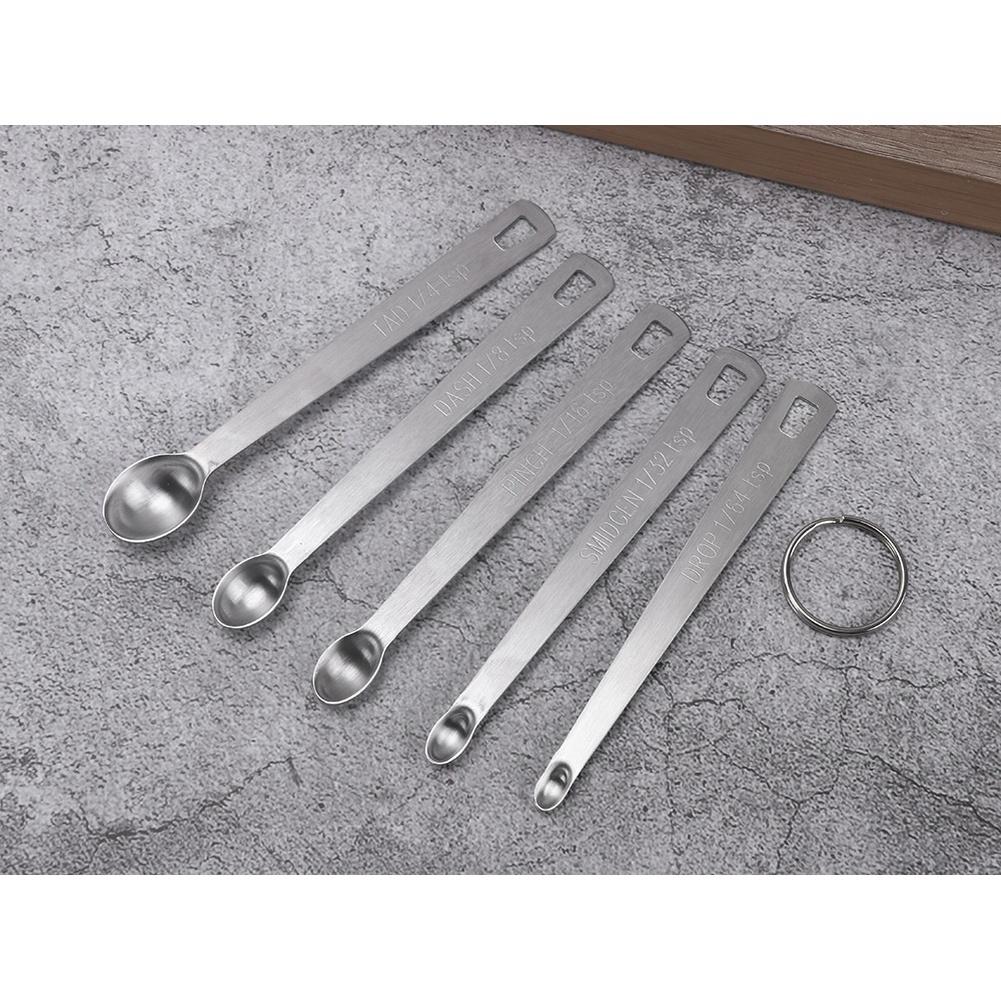

Stainless Steel Measuring Spoons Set 5 Piece with Clear TAD DASH PINCH SMIDGEN DROP Identification for Kitchen Use China Mainland