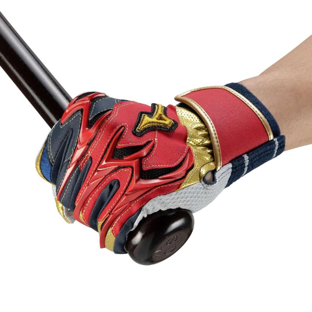 Mizuno Silicon Power Arc DI Baseball Size Navy x Mizuno Direct Store Exclusive Gloves, 25, Red, 1EJEA839,