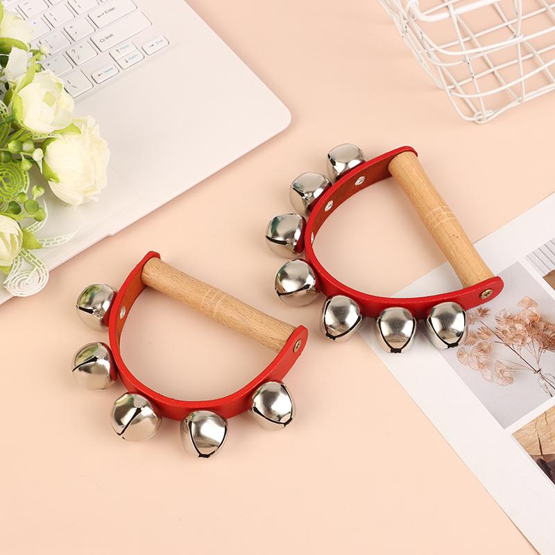 Handbell Hand Bells With 5Pcs/7Pcs Jingle Bells Wood Handle Musical Instrument Bell Toy Gift For School Music Class Home Daycare