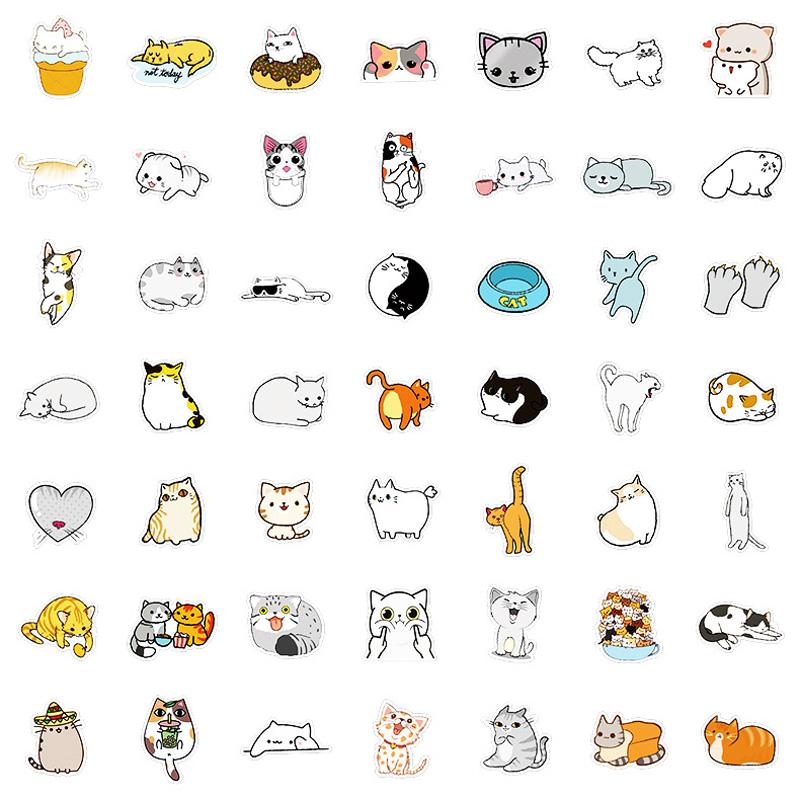 50Pc Funny Cute Cat Stickers Skateboard Stickers Extreme Sports Stickers Trolley Case Guitar Mug Notebook Trend Stickers