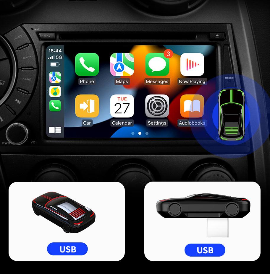 New Mini Wireless Carplay AI Box for Apple Carplay Wireless Adapter Car OEM Wired CarPlay To Wireless USB Dongle Plug and Play