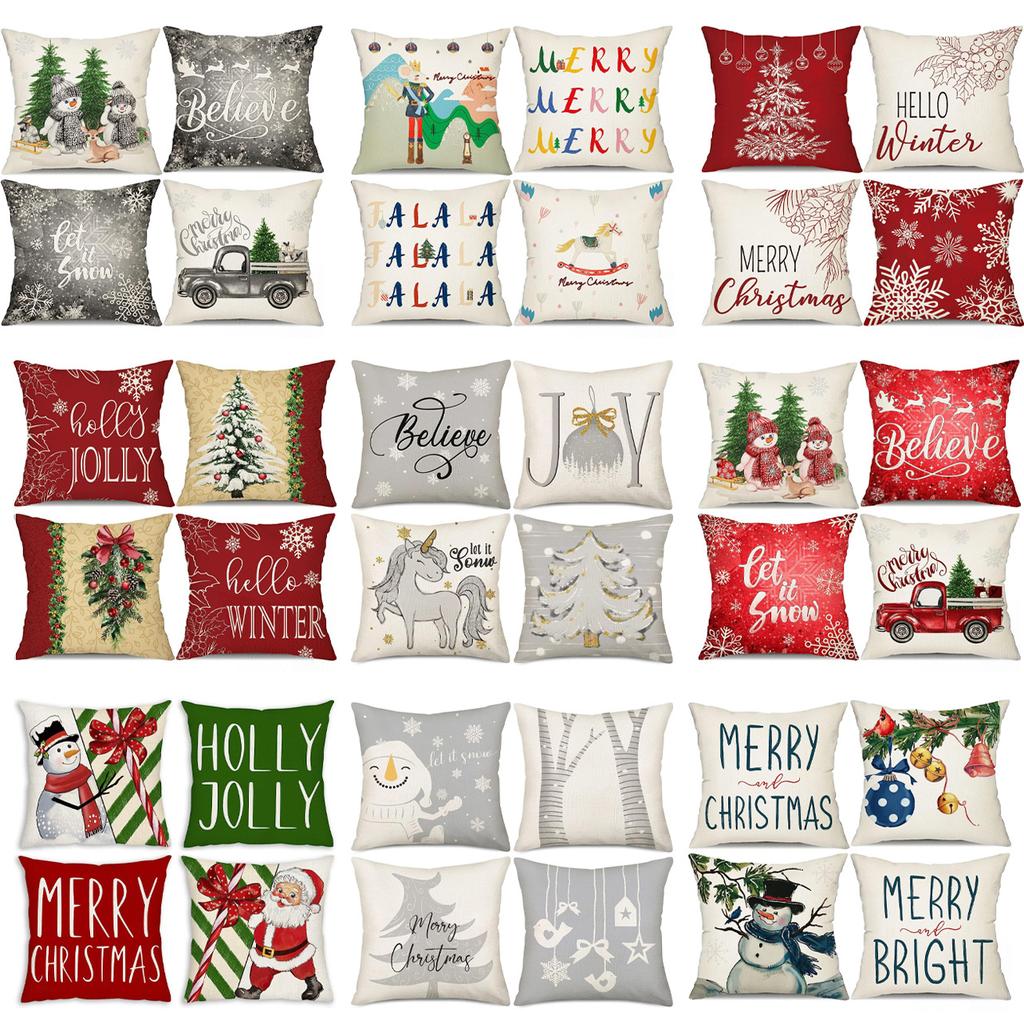 Christmas Snowman Bell Pillowcase Living Room Bedroom Bed Backrest Cushion Home Festive Atmosphere Decoration Backrest