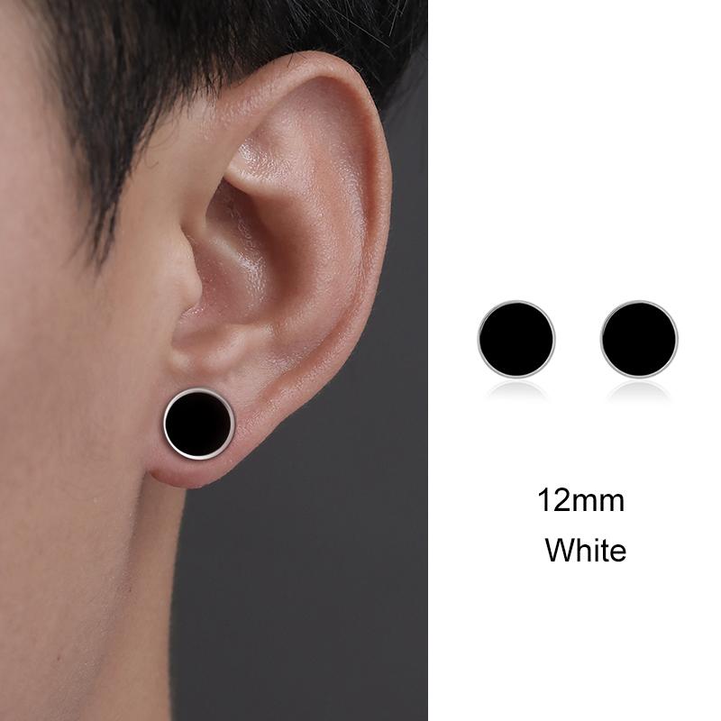 Trendy HipHop Titanium Steel Round Men's Stud Earrings Hippie Stainless Steel Black Drip Earings for Men Couple Piercing Jewelry
