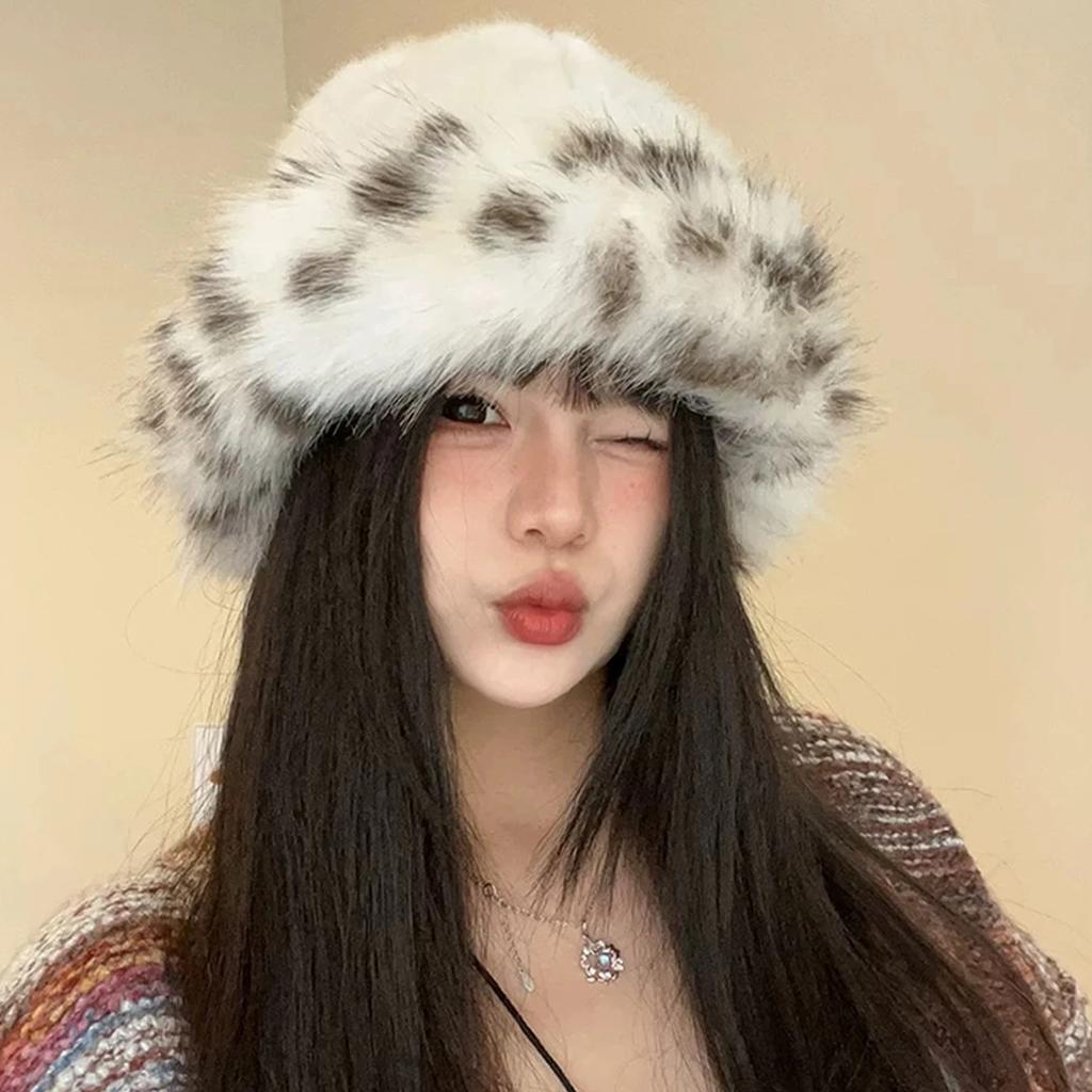 Warm Winter Plush Mongolian Hat Women Fur Bucket Cap Riding Thicken Fluffy Brimless Comfortable Fashion Outdoor Casual Soft Hat