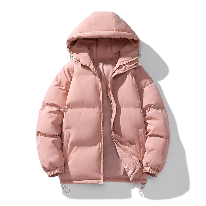 Men's Winter Hooded Down Jacket: Solid Color, Korean Style, Trendy, Loose, Warm, Casual Cotton Coat.