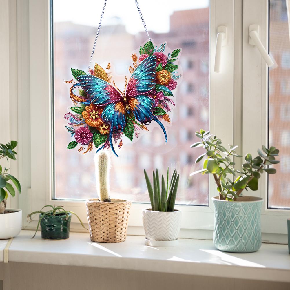 Kits d'Art Diamant 2D/Plat Acrylique DIY Forme Spéciale Pendentifs Diamants Strass Art Diamant Pendentifs Fenêtre Décor Mural pour Maison et Fenêtres